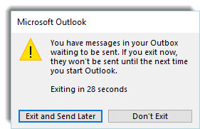 Warning message that there are messages in outbox