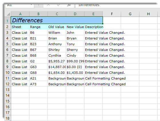excel 365 spreadsheet compare