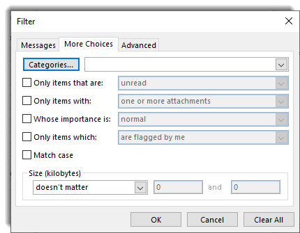 outlook conditional formatting all folders