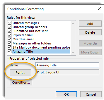 outlook conditional formatting in calendar