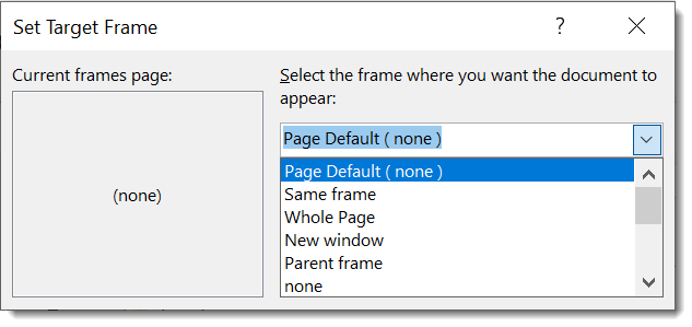 Frame options