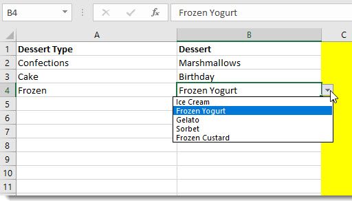 Two sets of dropdown lists