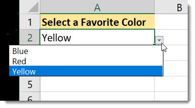 Dropdown list for favorite color