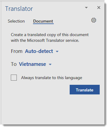 Languages selected, Translate button visible