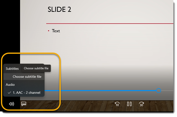 Subtitles in Microsoft's free video application
